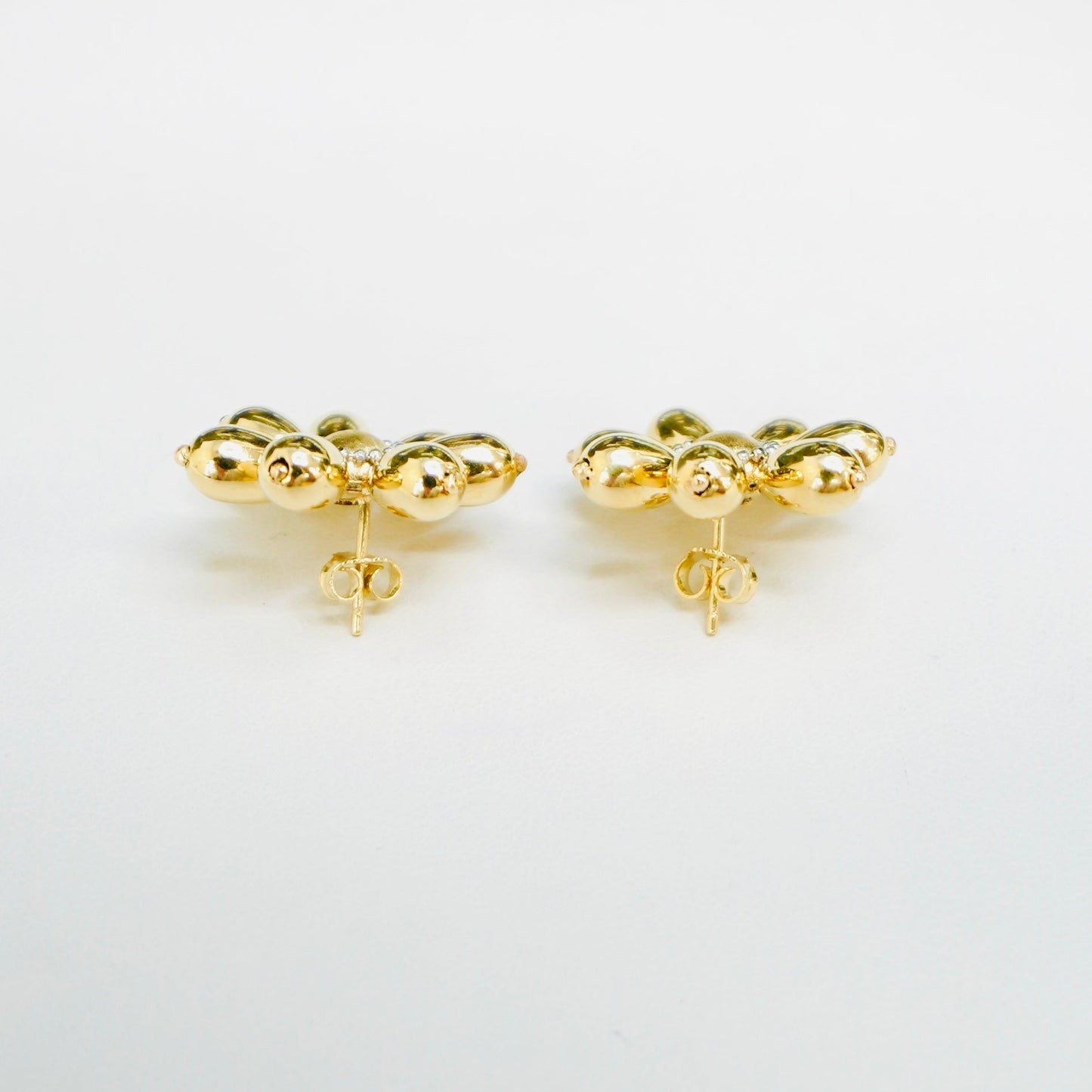 Solid 14K Yellow Gold Flower Earrings