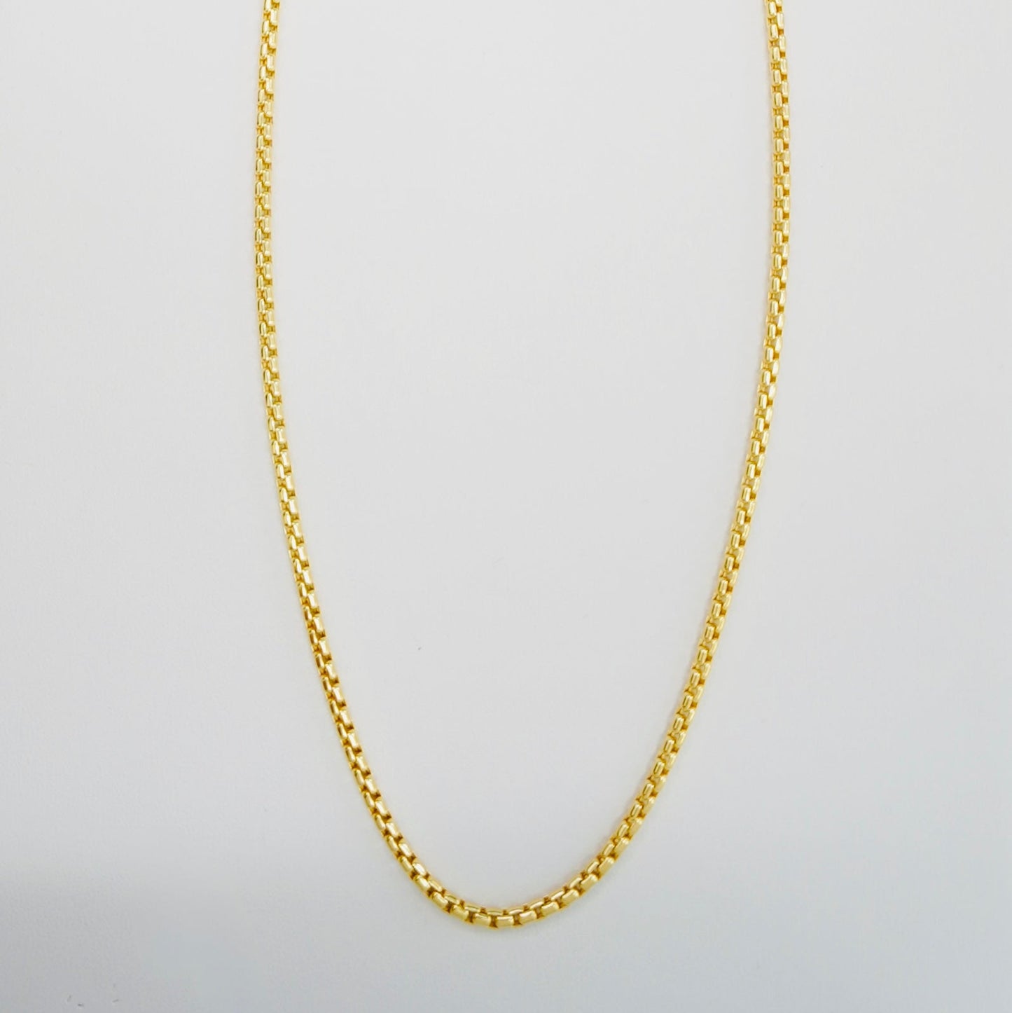Solid 14K Yellow Gold 3mm Round Box Chain 20"