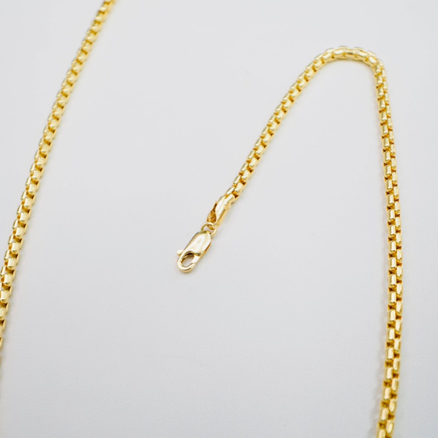 Solid 14K Yellow Gold 3mm Round Box Chain 20"