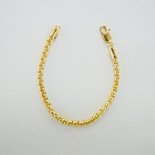 Solid 14K Yellow Gold Round Box 5mm 8" Bracelet
