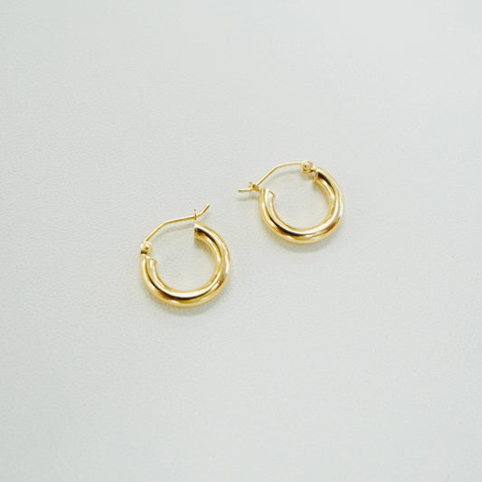 Solid 14K Yellow Gold Mini Hoop Earrings