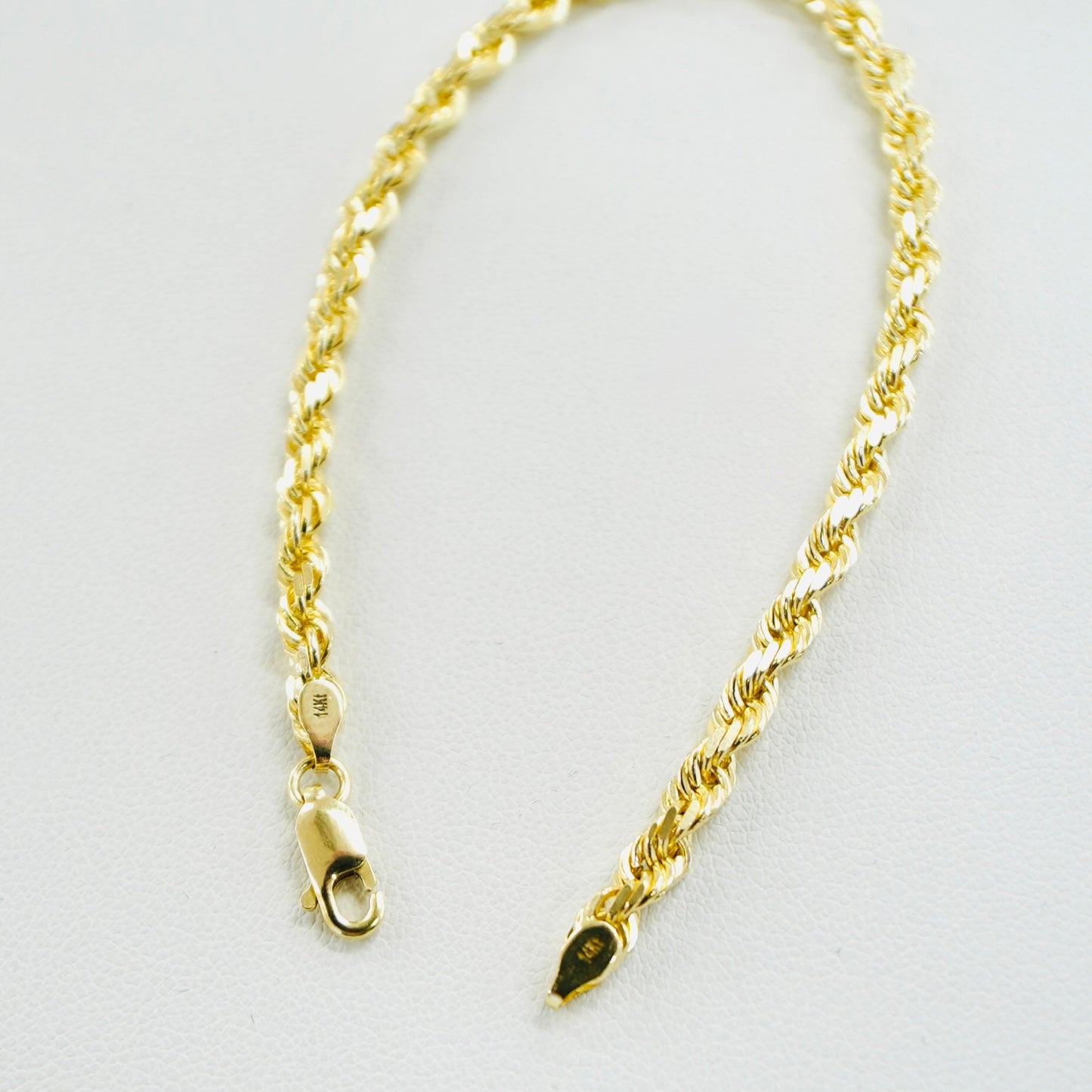 Solid 14K Yellow Gold 4MM 7.5" Rope Bracelet