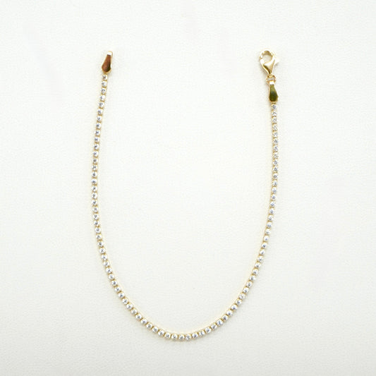 Solid 14K Yellow Gold CZ Tennis Bracelet