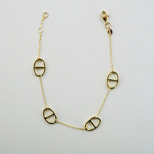 Solid 14K Yellow Gold Dainty Bracelet & Necklace Set