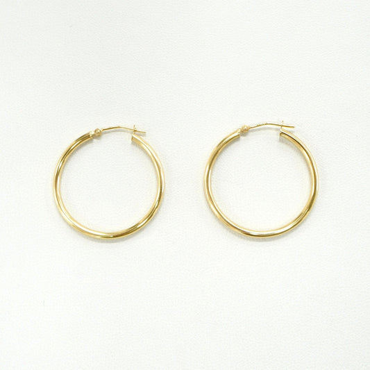Solid 14K Yellow Gold Tube Hoop Earrings
