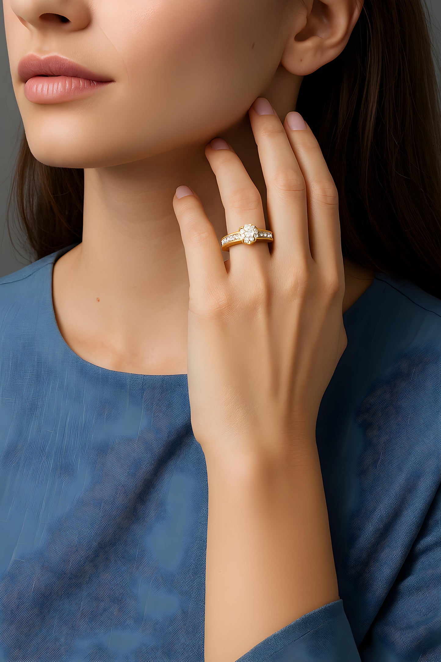 Solid 14K Yellow Gold Engagement Ring EJRG23