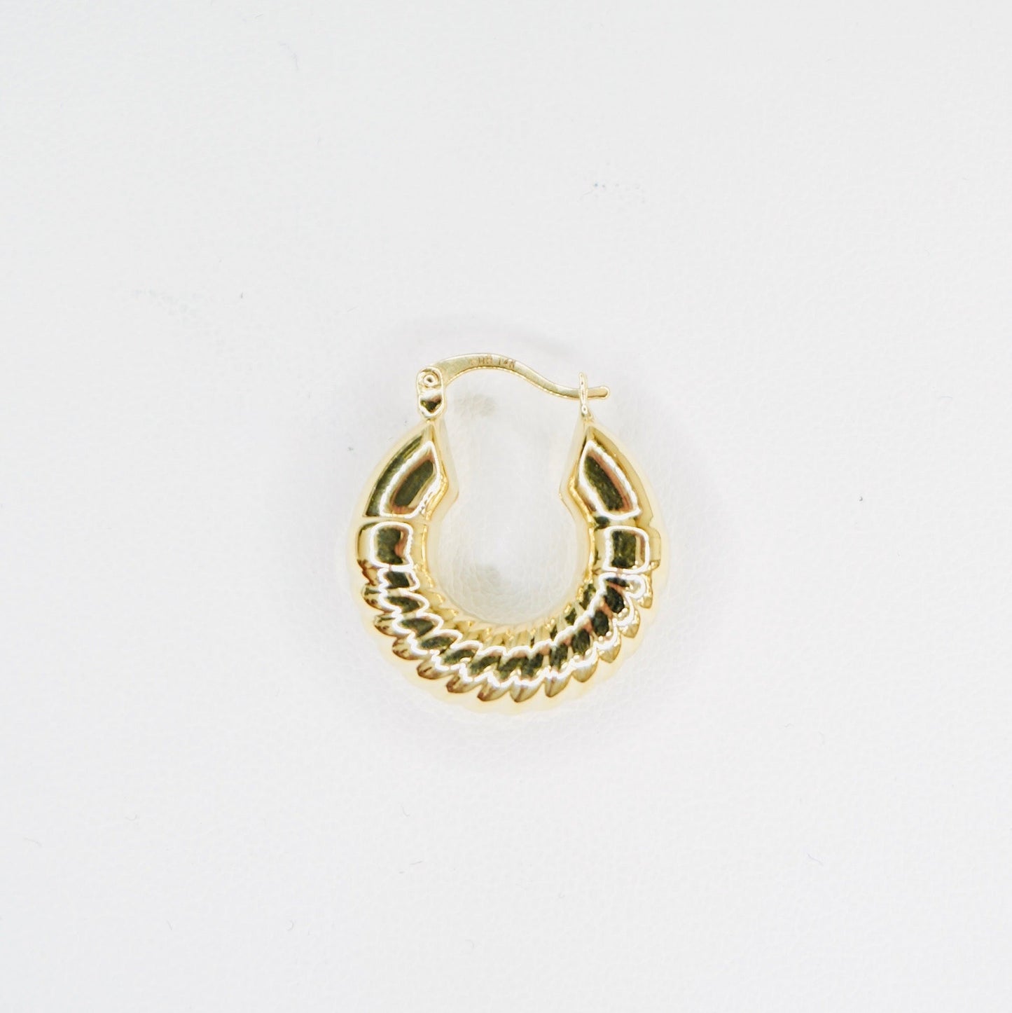 Fancy 14K Yellow Gold "Shrimp" Puff Hoop Earrings