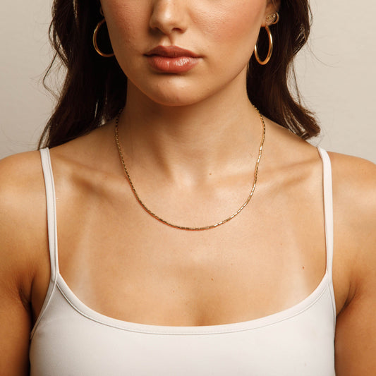 Solid 14K Yellow Gold Bamboo Bracelet and Necklace Set