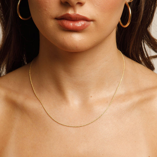 Solid 14K yellow gold 1mm 18" Rope Chain EJCN35122