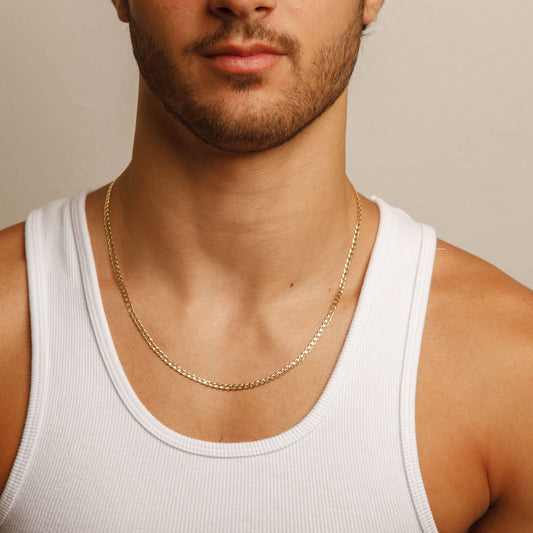 Solid 14K Yellow Gold Flat Curb 4mm 22" Chain