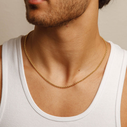 Solid 14K Yellow Gold 3mm 20" Rolo Chain