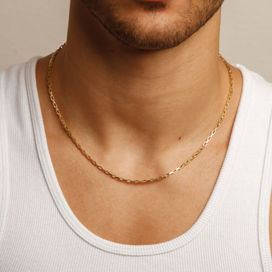 Solid 14K Yellow Gold 2.5mm 20" Elongated Box Chain