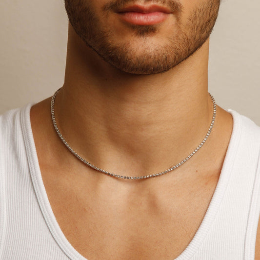 Solid 14K White Gold 2.5mm Ice Chain 18"