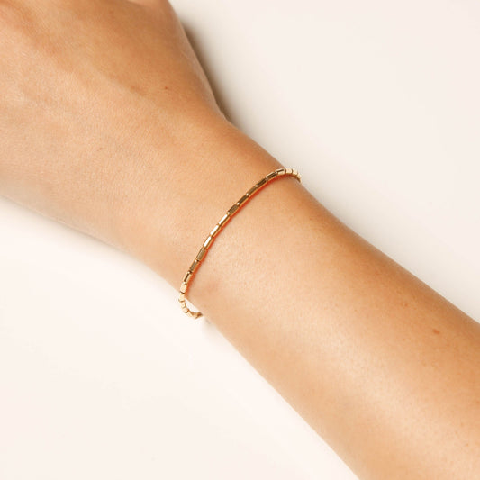 Solid 14K Yellow Gold Bamboo Bracelet