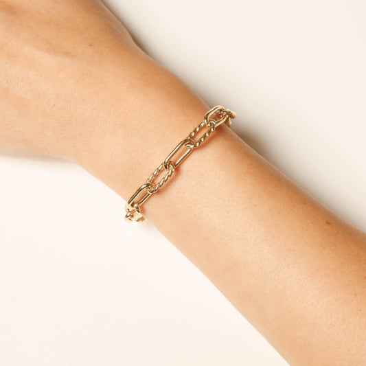 Solid 14K Fancy Yellow Gold Paperclip Bracelet