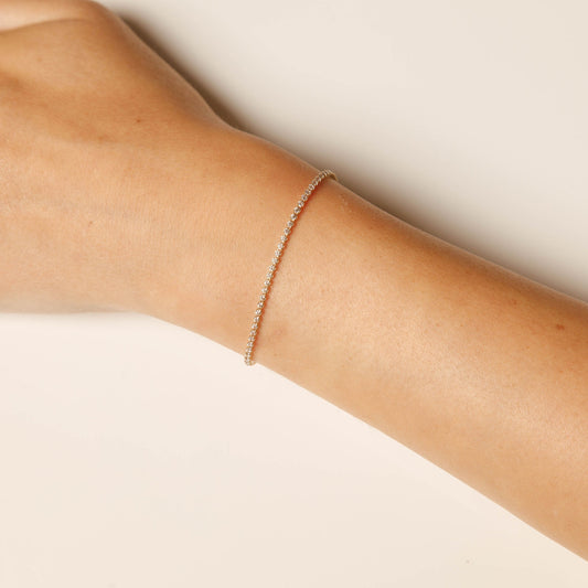 Solid 14K Yellow Gold CZ Tennis Bracelet