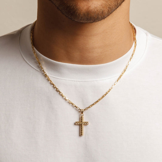Hollow 14K Yellow Gold Hollow Cross EJHC9088