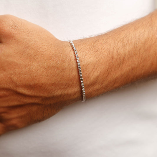 Solid 14K White Gold 2.5mm 7" Ice Bracelet