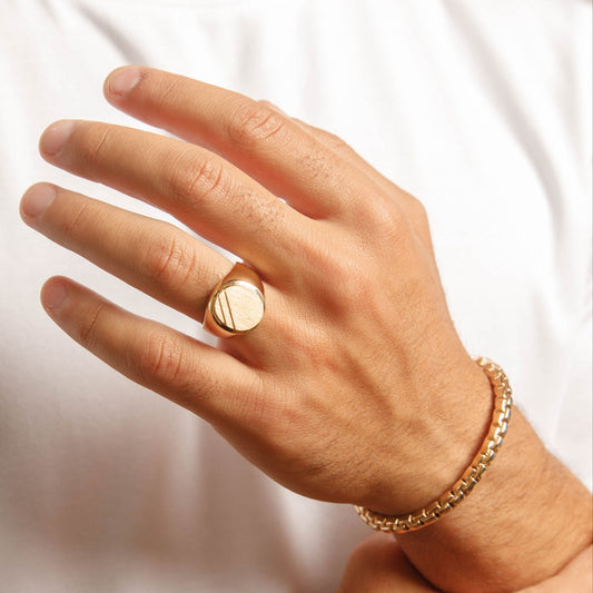 Solid 14K Yellow Gold Oval Signet Ring EJRG1641