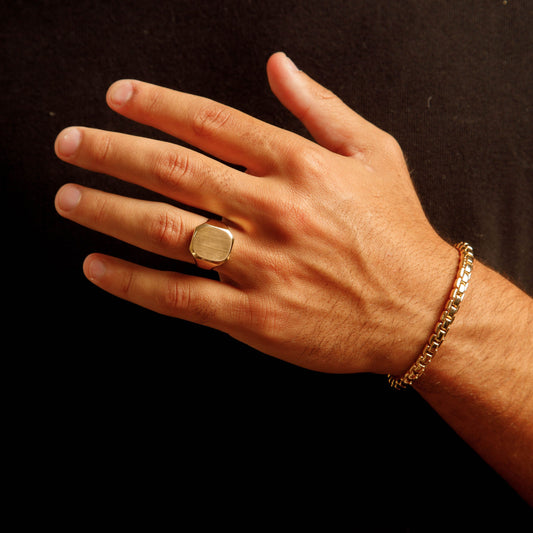 Solid 14K Yellow Gold Square Signet Ring EJRG1472