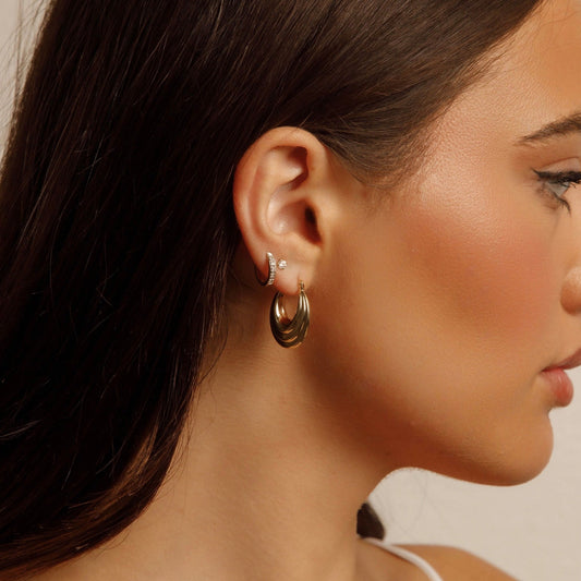 Fancy 14K Yellow Gold Oval Earrings EJER83112