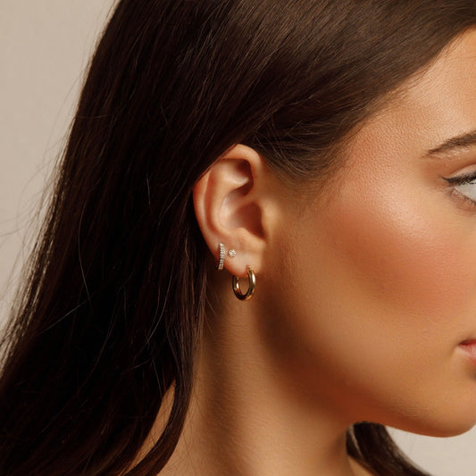 Solid 14K Yellow Gold Mini Hoop Earrings