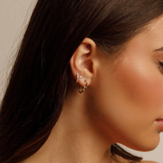 Fancy 14K Yellow Gold Oval Aquamarine Stone Earring