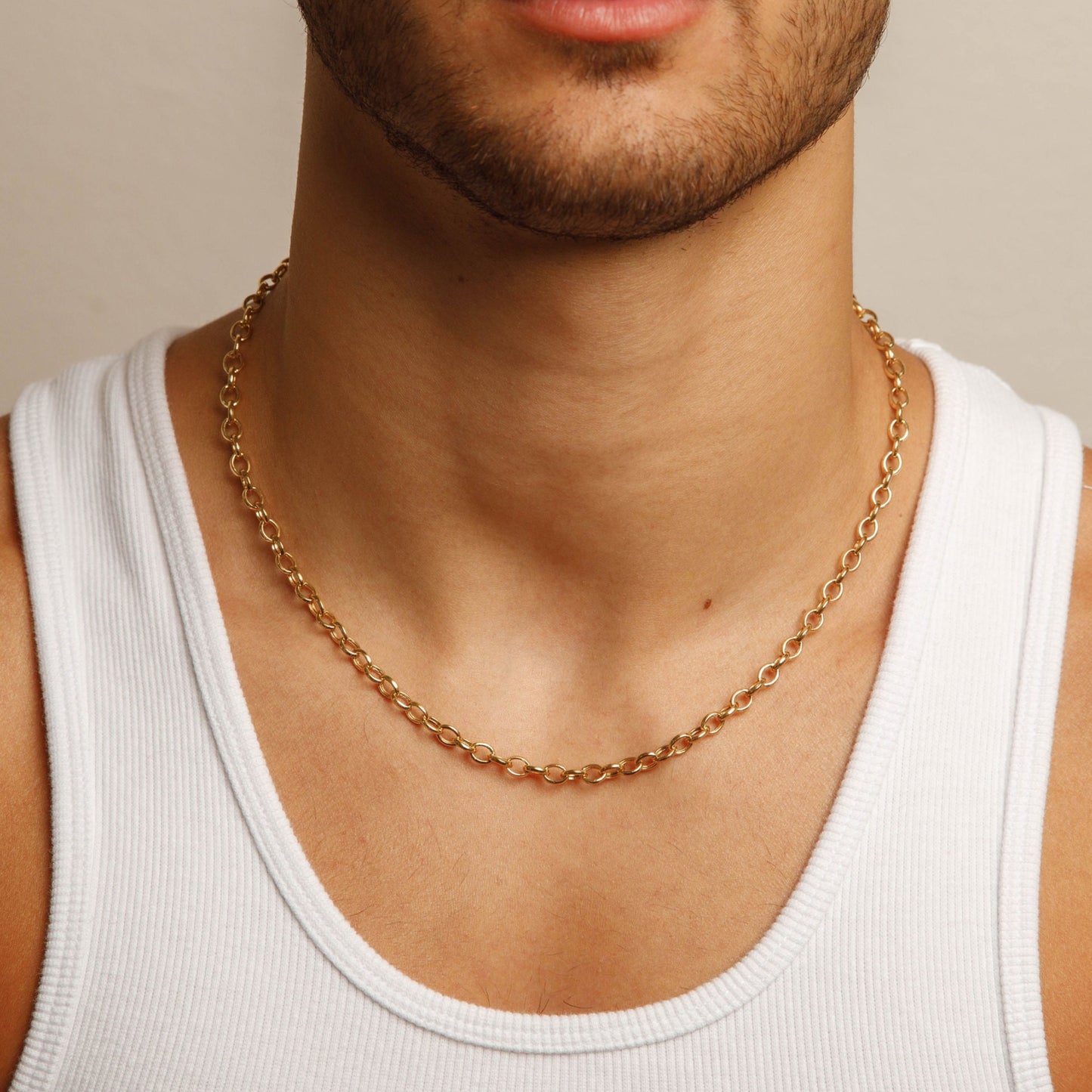 Solid 14K Yellow Gold 5mm 22" Rolo Chain