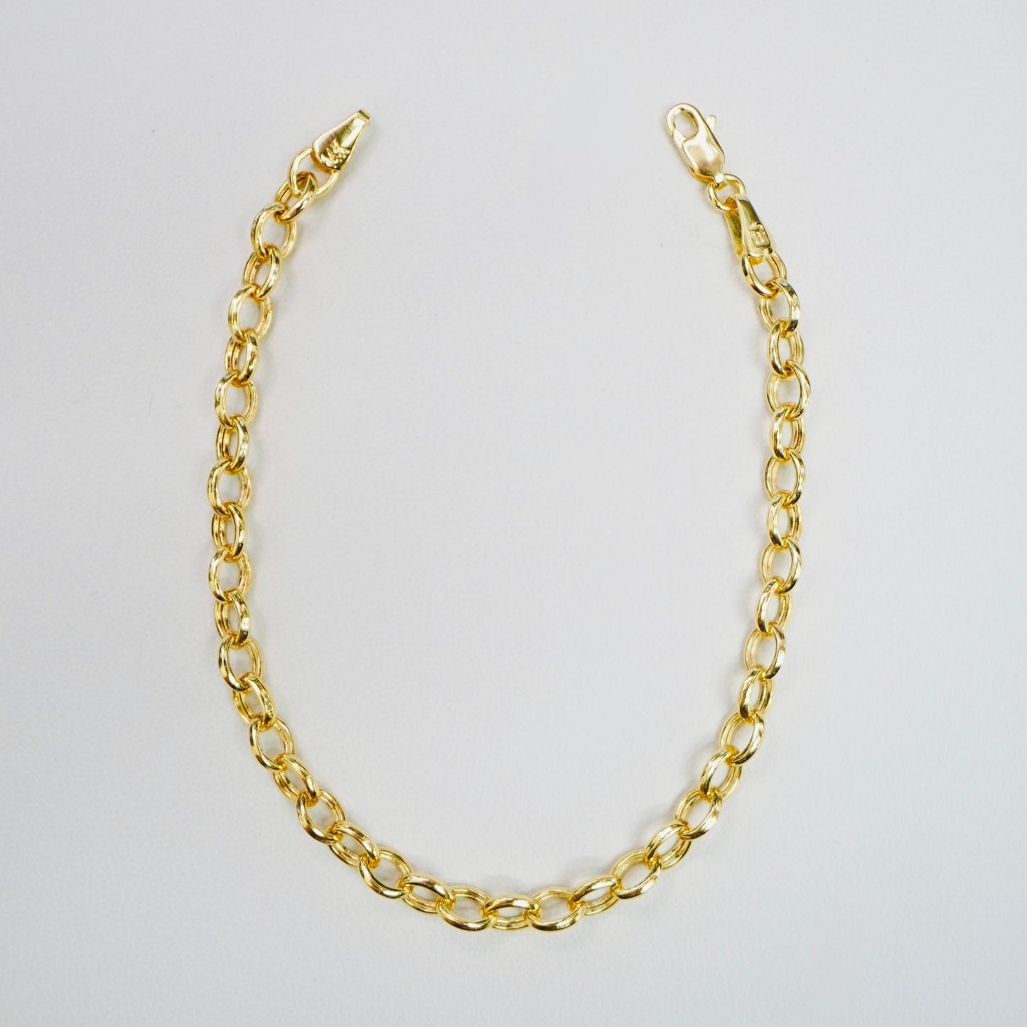 Solid 14K Yellow Gold Hollow Rolo 4mm 8" Bracelet