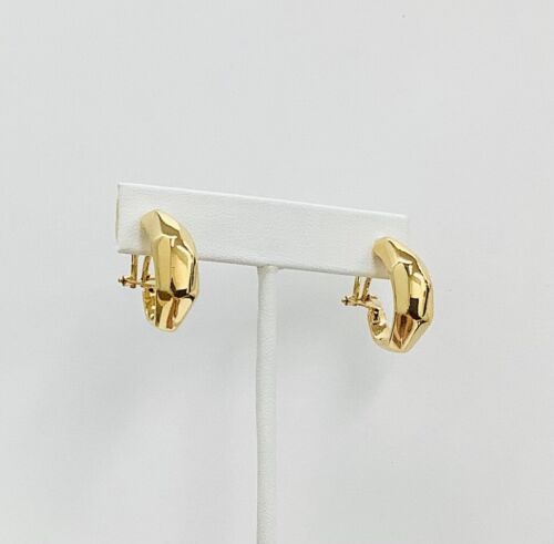 Elegant 14K yellow gold faceted clip earrings