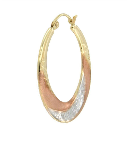 14K Tricolor Gold Superlight Stamped Earring - EJTR4126