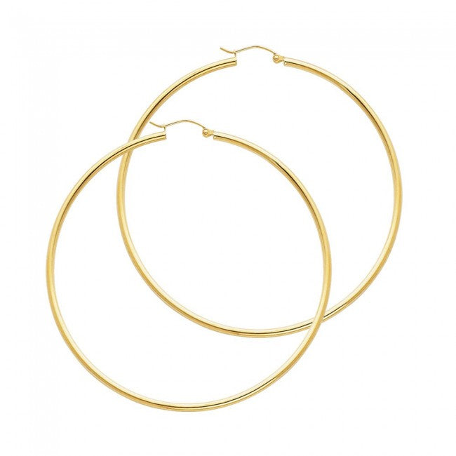 14K 2mm x 55mm Hoop Earrings - EJER22218