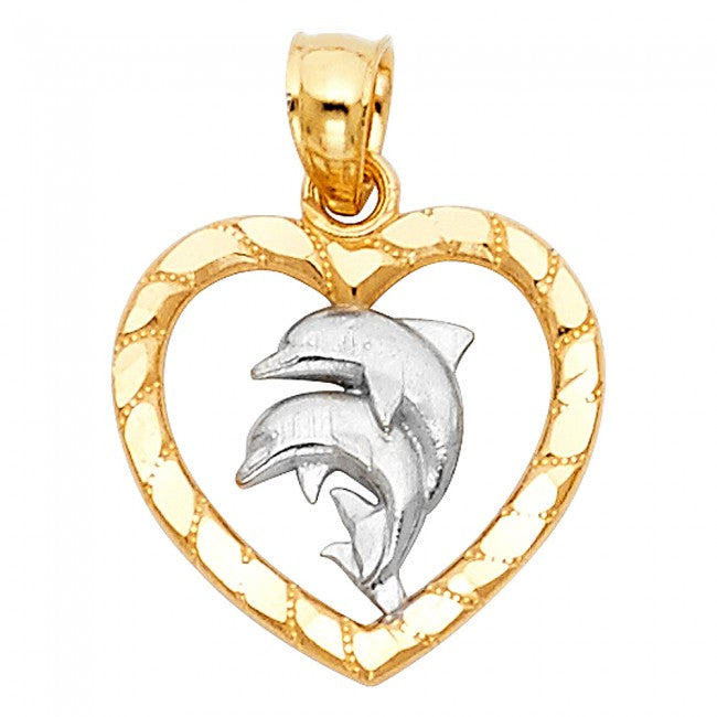 14K Bottle-Nose Dolphins Charm - EJPT167814K Bottle-Nose Dolphins Charm - EJPT1678