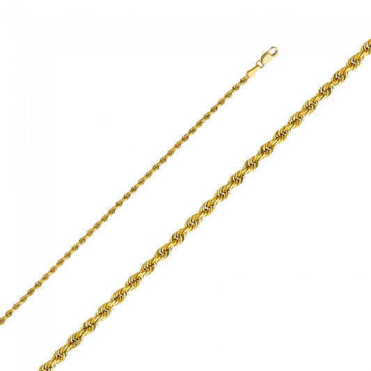 14K Gold 2.5mm Rope 22" Chain - EJCN35125