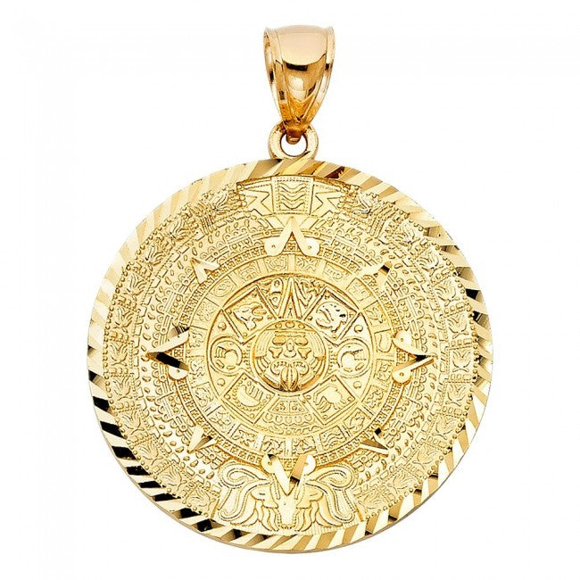 14K Gold Calendario Azteca Pendant - EJCM31802