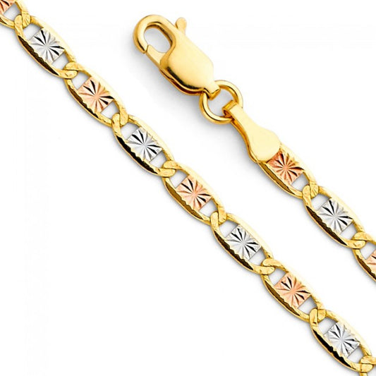14K Tricolor 4.2mm Valentino 22" chain EJCN35409
