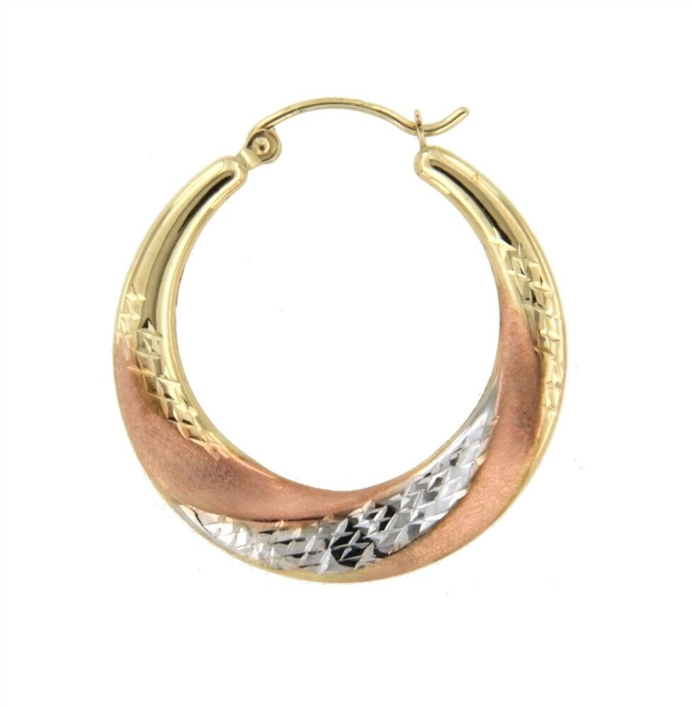 14K Tricolor Gold Superlight Stamped Earring - EJTR4126