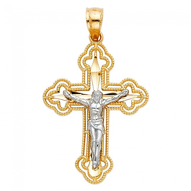 14K Two-Tone Filigree Crucifix - EJPT63