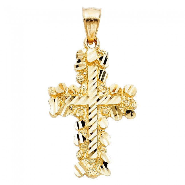 14K Yellow Gold Nugget Cross - EJPT1015