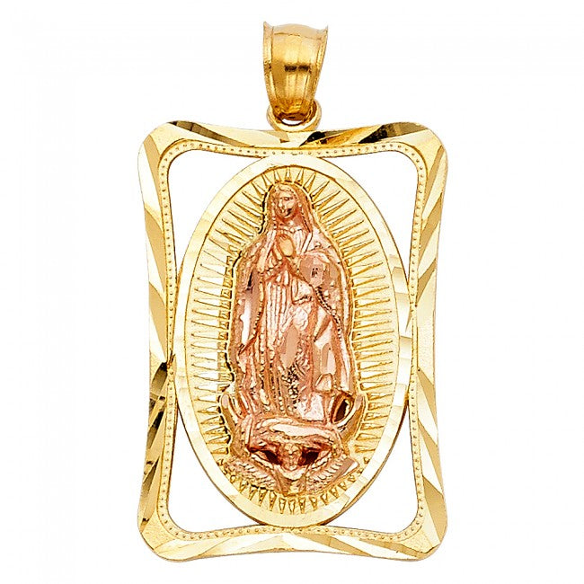 14K Bicolor Gold Guadalupe Medal - EJPT1117