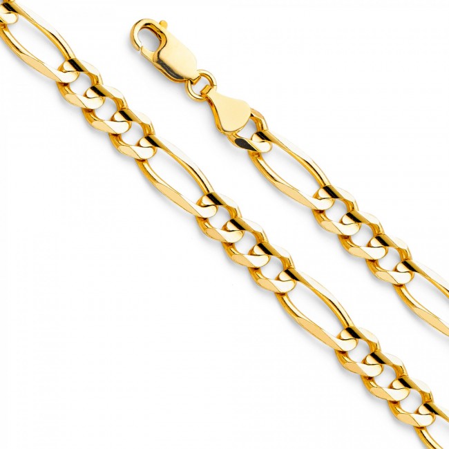 14K Gold 6.5mm Figaro Chain 26" - EJCN35605