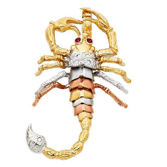 14K Tricolor Scorpion Pendant - EJCM33202
