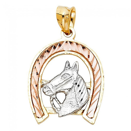 14K Tricolor Gold Horse Shoe Charm - EJPT1641