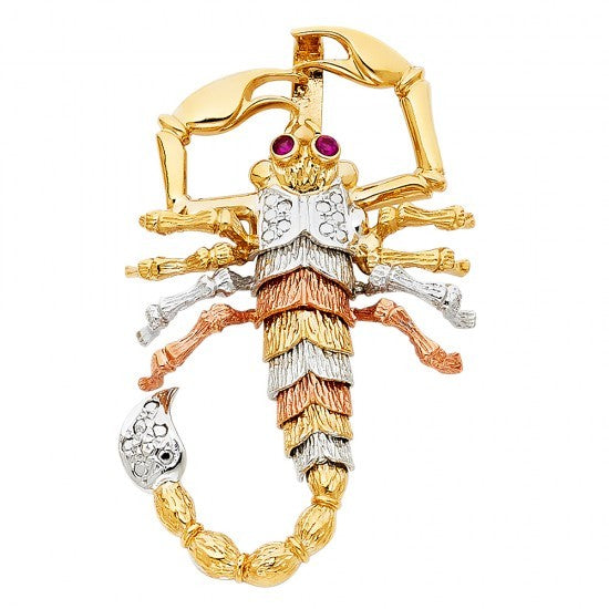 14K Tricolor Gold Scorpion Large Pendant - EJCM33201