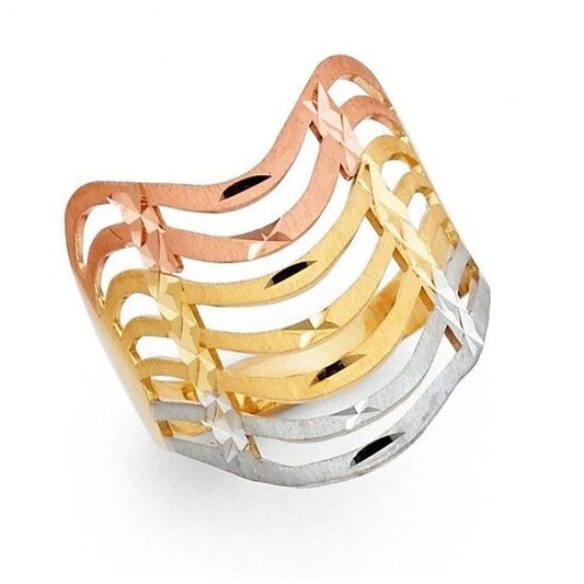 14K Tricolor Gold Semanario Ring - EJRG576