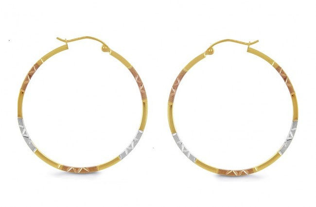 14K Tricolor Hoop Earrings - EJ154TR1535