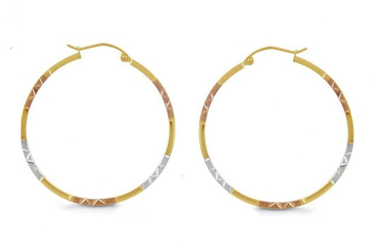 14K Tricolor Hoop Earrings - EJ154TR1535