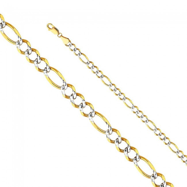 14K Two Tone Gold 5.5mm Figaro Chain 24" - EJCN35424