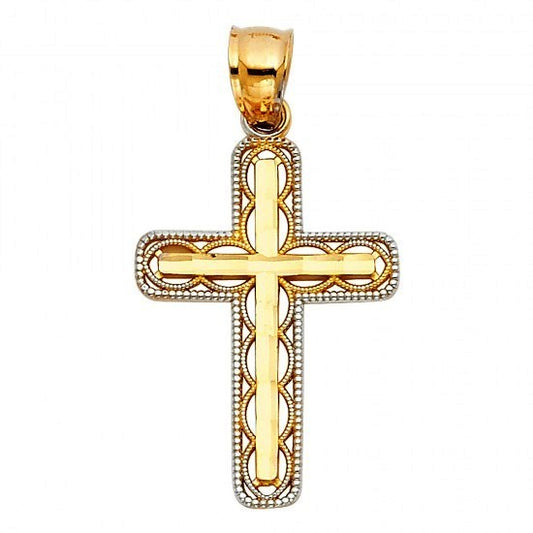 14K Two-Tone Filigree Cross - EJPT118