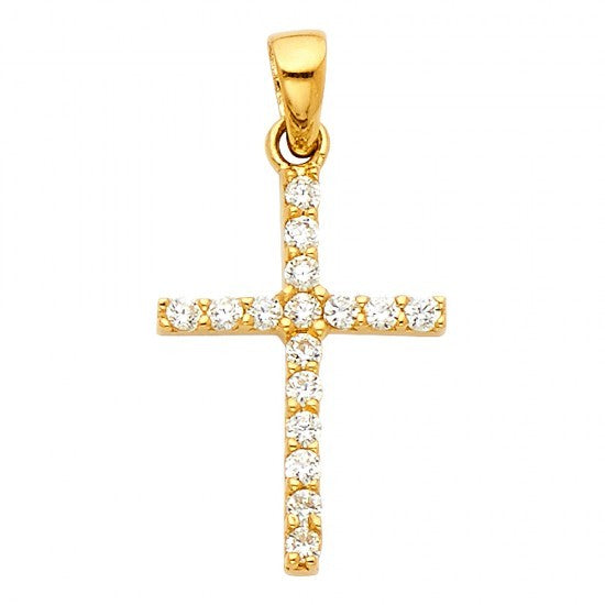 14K Yellow CZ Cross - EJCR33601